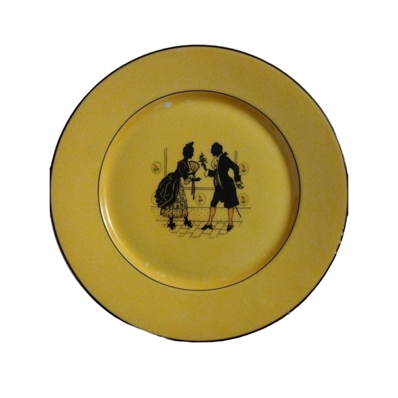 Vintage Porcelain Czechoslovakian Union T Yellow/ Black Colonial Deco Plates 4 - Picture 4 of 10